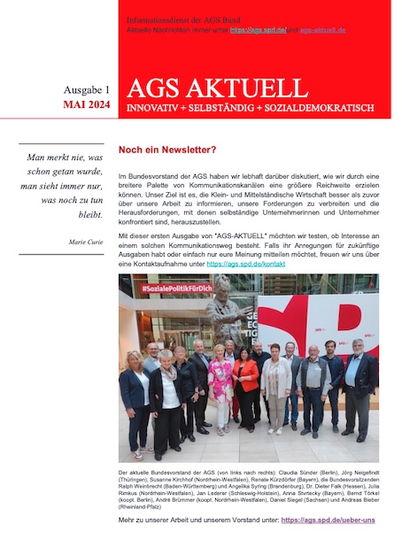 Titelblatt von: AGS AKTUELL Ausgabe 1